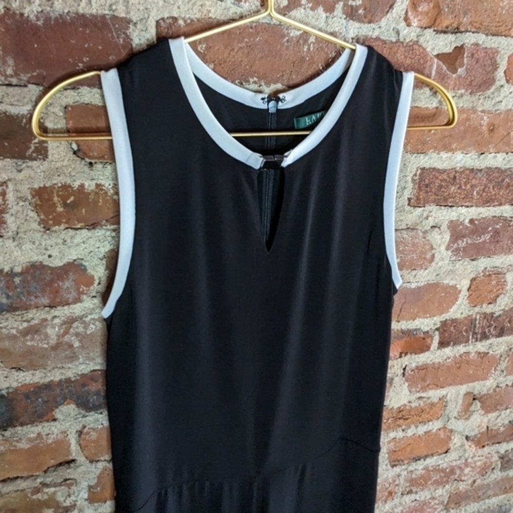 Lauren Ralph Lauren Medium‎ Black Jumpsuit w/ White Trim